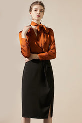 Burnt Sienna Silk Blouse